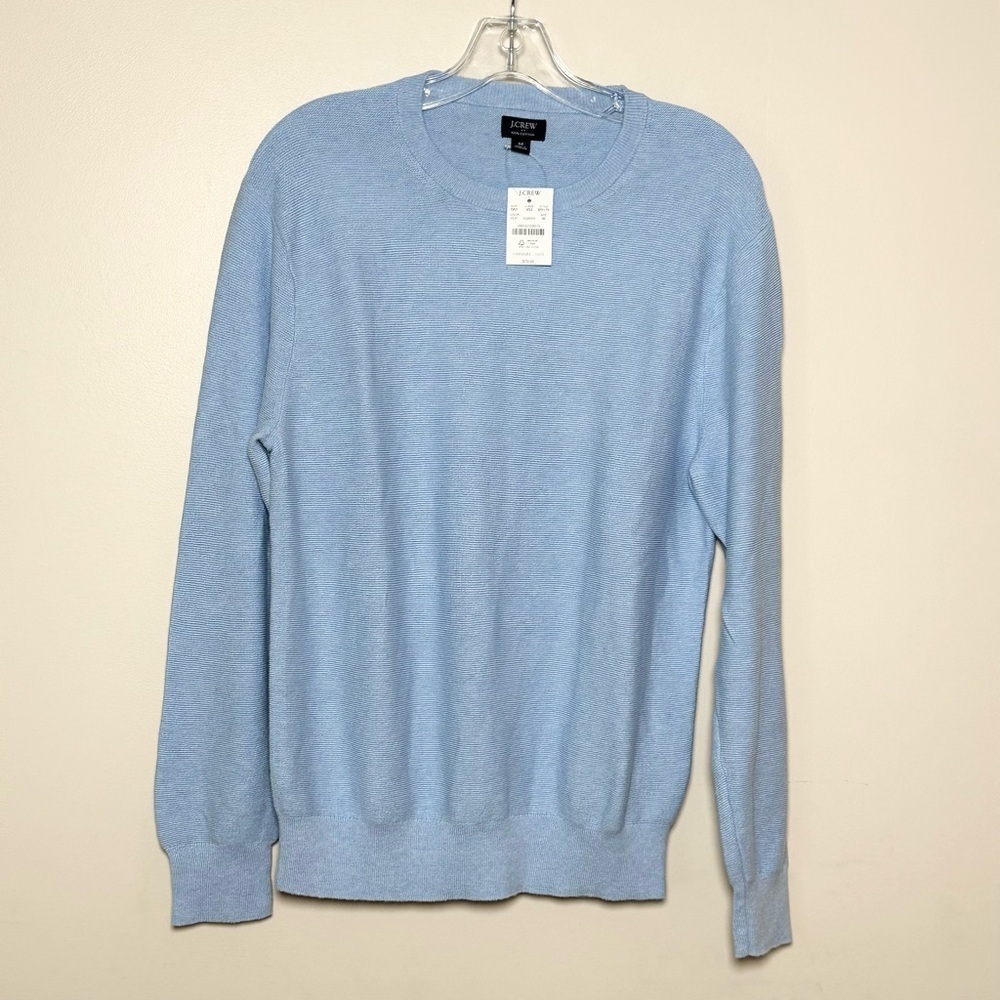 NWT J. Crew cotton crewneck Men's Light Blue Sweater - Picture 3 of 7